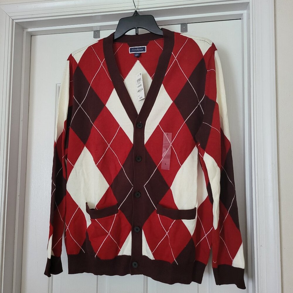 Club Room Argyle Cardigan Men's Size L